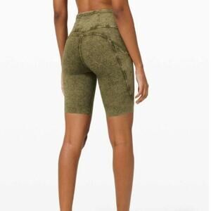 Lululemon fast and free biker shorts high rise green ice wash